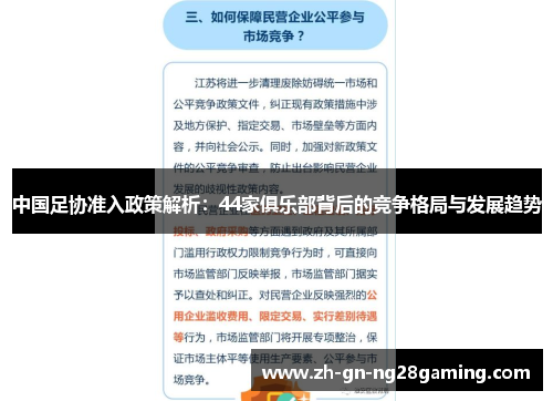 中国足协准入政策解析：44家俱乐部背后的竞争格局与发展趋势
